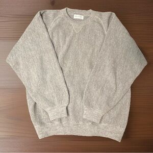 Amazonias Women's Knit Sweater L Long Sleeve Beige Crew Neck Alpaca Wool